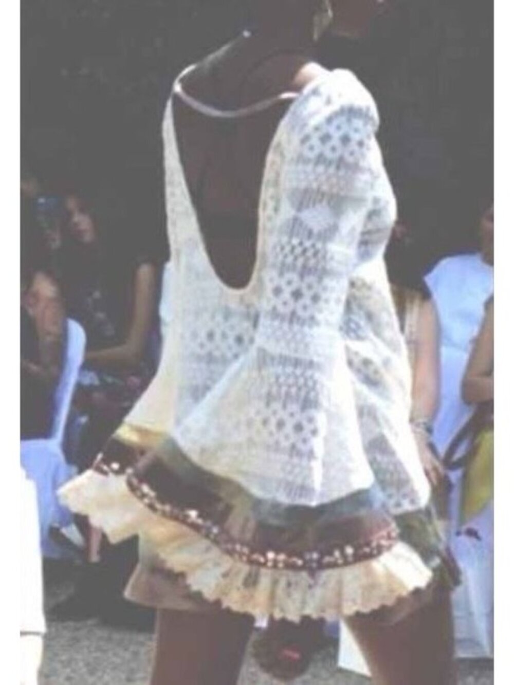 RARE Free People Embellished Bell Sleeve Lace Tunic Mini Dress S/M | Boho Indie - Picture 15 of 17